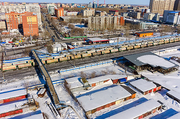 Image showing Raylways between districts of Tyumen city. Russia