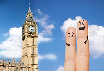 Image showing close up of two fingers with smiley faces