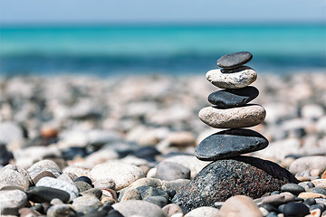 Image showing Zen balanced stones stack