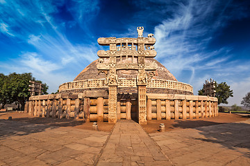 Image showing Great Stupa. Sanchi, Madhya Pradesh, India