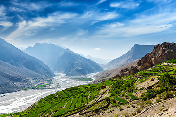 Image showing Spiti valley and river in Himalayas