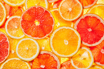 Image showing Colorful citrus fruit slices 