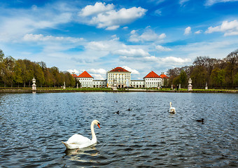 Image showing Swan and Nymphenburg Palace. Munich, Bavaria, Germany