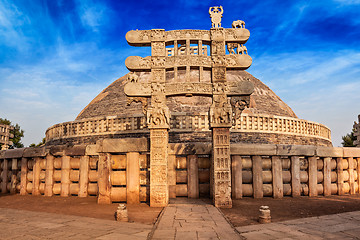 Image showing Great Stupa. Sanchi, Madhya Pradesh, India