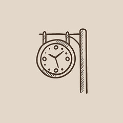 Image showing Train station clock sketch icon.