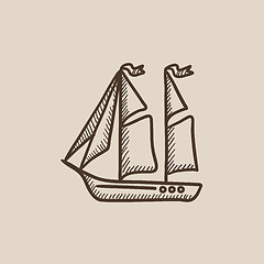 Image showing Sailboat sketch icon.