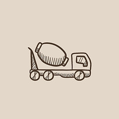 Image showing Concrete mixer truck sketch icon.