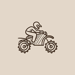 Image showing Man riding motocross bike sketch icon.