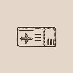 Image showing Flight ticket sketch icon.