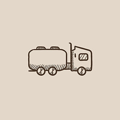 Image showing Truck liquid cargo sketch icon.