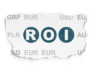 Image showing Finance concept: ROI on Torn Paper background