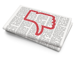 Image showing Social media concept: Thumb Down on Newspaper background