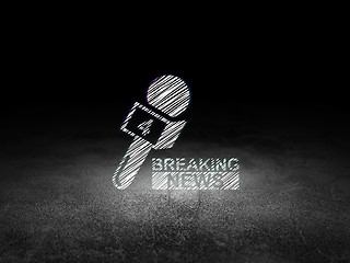 Image showing News concept: Breaking News And Microphone in grunge dark room