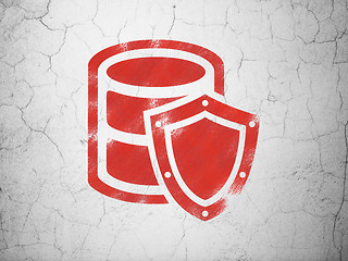 Image showing Programming concept: Database With Shield on wall background