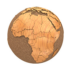 Image showing Africa on wooden planet Earth