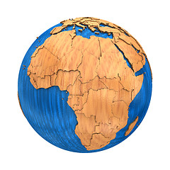 Image showing Africa on wooden Earth