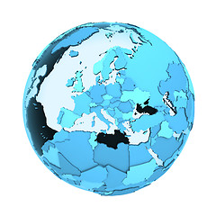 Image showing Europe on translucent Earth