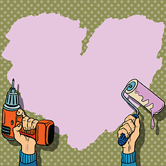 Image showing Love heart background paint wall repair