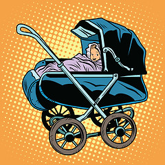 Image showing baby nursery retro stroller