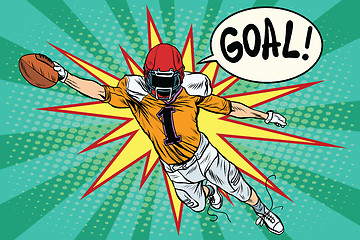 Image showing American football athlete ball goal