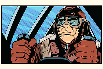 Image showing retro military Aviator pilot