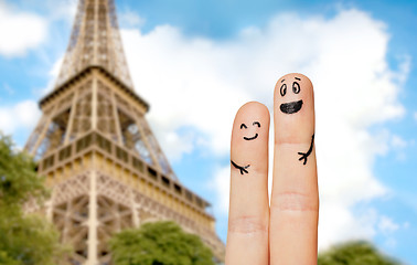 Image showing close up of two fingers with smiley faces