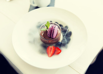 Image showing close up of chocolate dessert at restaurant