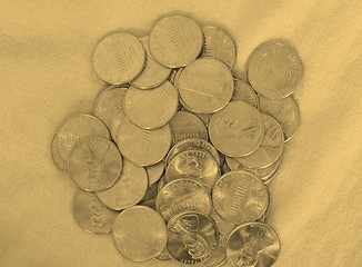 Image showing Dollar coins 1 cent wheat penny cent - vintage