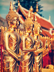 Image showing Gold Buddha statues in Wat Phra That Doi Suthep