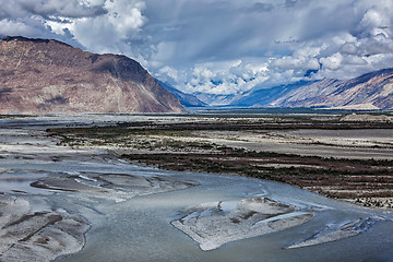 Image showing Nubra valley and river in Himalayas, Ladakh