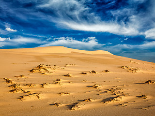 Image showing Desert sand dunes on sunrise