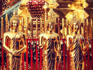 Image showing Gold Buddha statues in Wat Phra That Doi Suthep