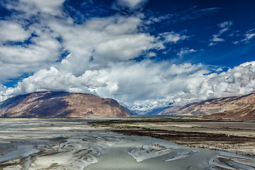 Image showing Nubra valley and river in Himalayas, Ladakh