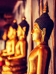 Image showing Buddha statues in Buddhist temple, Thailand