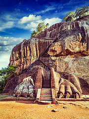 Image showing Lion paws pathway on Sigiriya rock, Sri Lanka