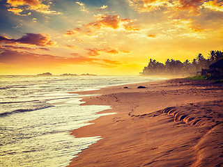 Image showing Ocean beach sunset 