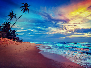 Image showing Sunset on tropical beach