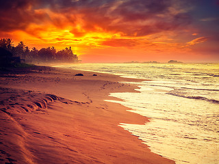 Image showing Ocean beach sunset 