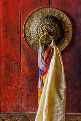 Image showing Door gate handle of Thiksey gompa Tibetan Buddhist monastery