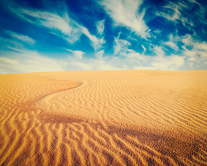 Image showing White sand dunes on sunrise, Mui Ne, Vietnam