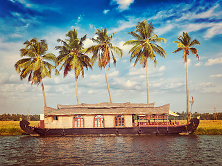 Image showing Houseboat on Kerala backwaters, India