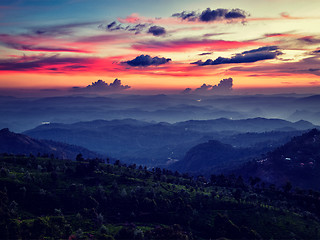 Image showing Sunset in mountains