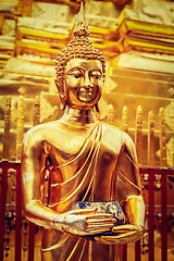 Image showing Gold Buddha statue in Wat Phra That Doi Suthep