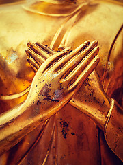 Image showing Buddha statue hands close up