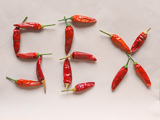 Image showing Sex written with hot chili pepper vegetables