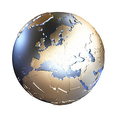 Image showing Europe on golden metallic Earth