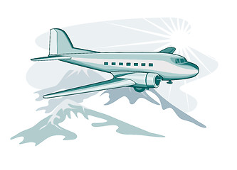 Image showing Airplane with mountains