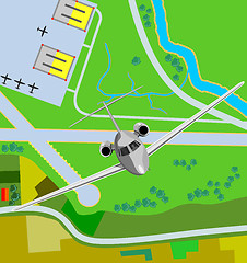 Image showing Airplane taking off from airfield