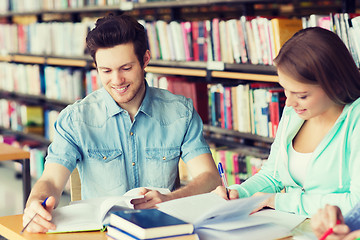 Image showing students with books preparing to exam in library