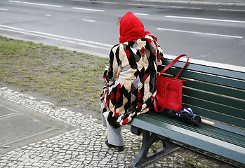 Image showing Lonely woman  in fur coat